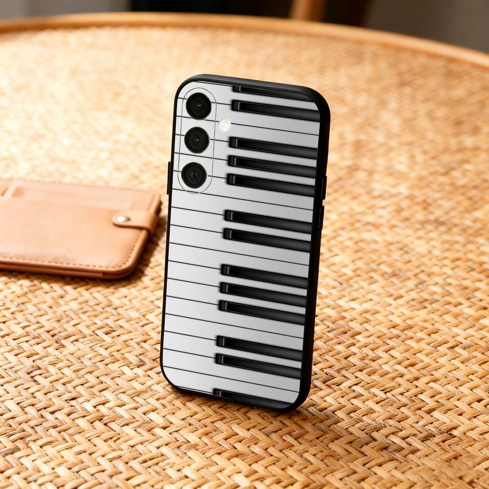 P-Piano Vibe Phone Case For Samsung  A73,72,71,A52,51,40,41,A22,A32,31,A13, Soft Black Shell