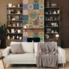10pcs Self-adhesive Tile Sticker Mandala Dark Color Style Flower Brick Peel and Stick Splash Guard Wall Sticker Waterproof Tiles Stickers for Bathroom