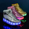 Hot Sale Double Wheel Luminous Runaway Shoes 2025 Skates Children's LED Wheels High Top USB Charging Pulley Light Shoes