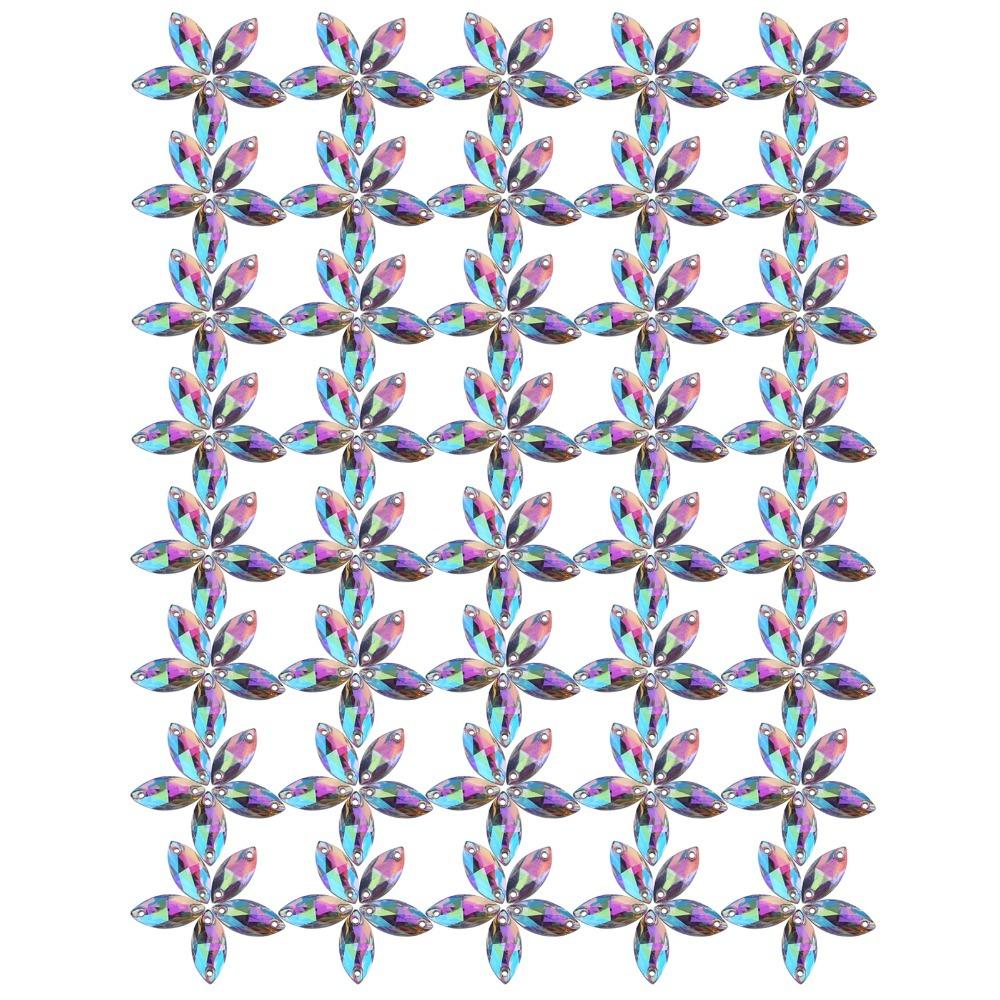 200pcs Shiny Flatback Acrylic Resin Crystal Rectangle Shape Crystal AB Sew On Rhinestones With Hole Sew On Gems