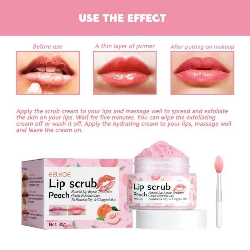 30g Peach Lip Scrub, Lightening Lip Lines, Hydrating, Exfoliating, Moisturizing Lip Scrub
