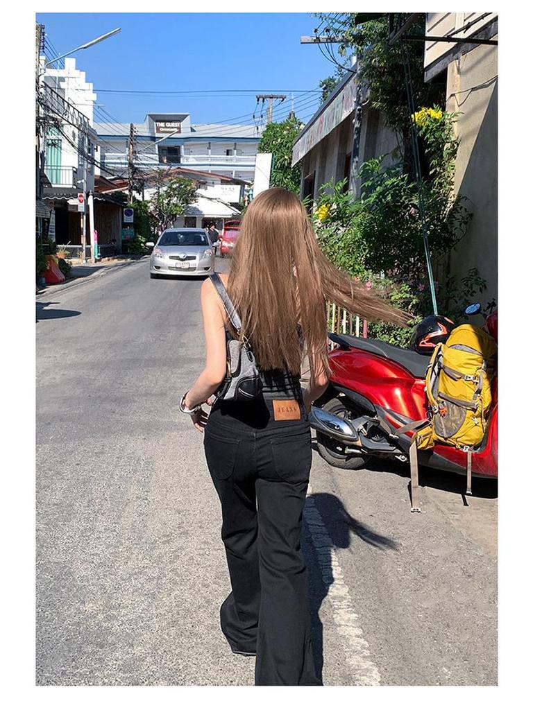 YC&2 Retro Spicy Girl Low-Waist Wide-Leg Flared Jeans for Women - Slimming, Micro-Elastic, Versatile, Spring/Summer