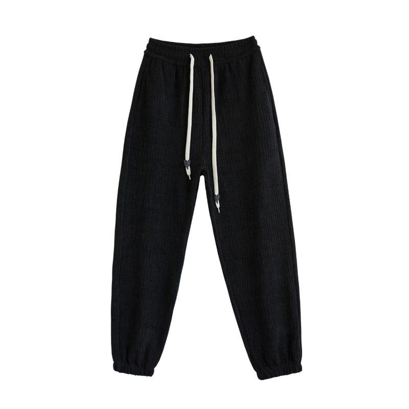 Uncle Radish Tie-up Sweatpants Women's Autumn and Winter New Small High Waist Skinny Casual Wide Leg Straight Pants