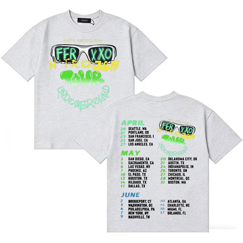 Feid Aesthetic Tour List Graphic Tshrit Pop Music High Quality Y2k Clothing Casual Short Sleeve Cotton Oversized Tops Fans Gift