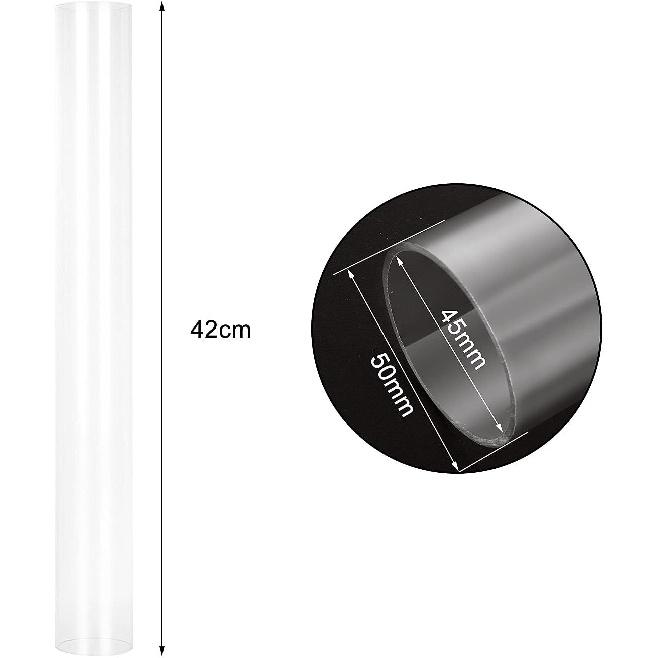 4PCS Rigid PETG Tube 50mm (2") OD X 2mm Wall Thickness, 16.5" Length PC Rigid Round Clear Tubing Unbreakable Polycarbonate Tubing Chemical Resistant