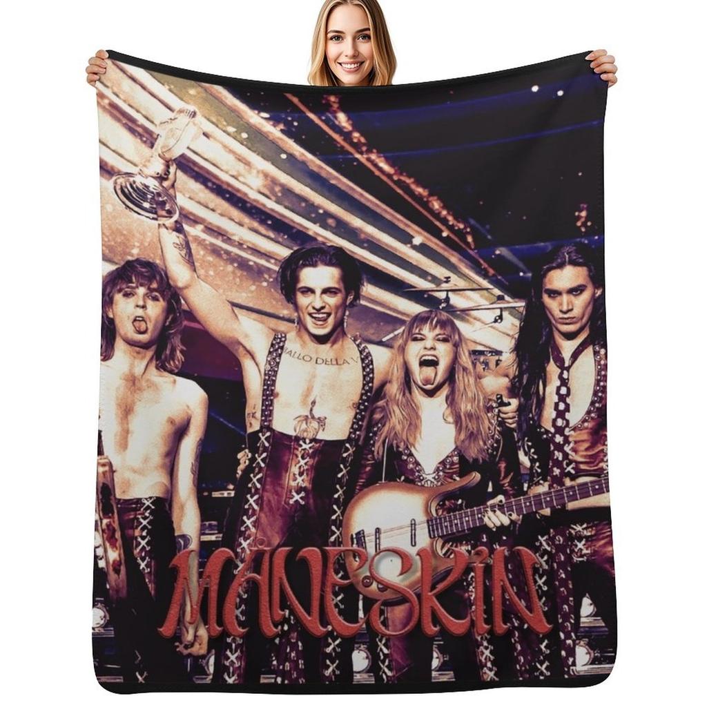 Maneskin Glamrock Rock Band Throw Blanket Ultra Plush Cozy Blanket for Napping Sleeping