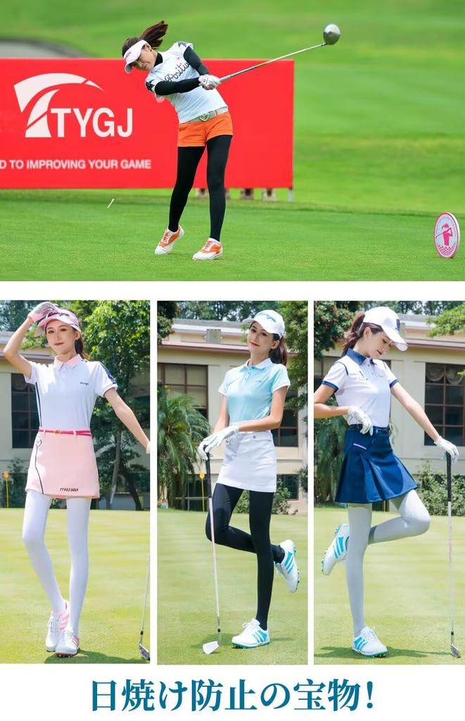 Golf Golf Leggings for Compression UV High Sweat Quick Sweat Quick Drying [YoniStar] Stockings, Women, Cool, Leggings, Protection, Waist, Absorbent,