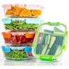 Glass Food Storage Container with Lid Leak-proof Sealed Glass Meal Preparation Containers, Suitable for Lunch, Out, Leftovers, Dishwasher Safe