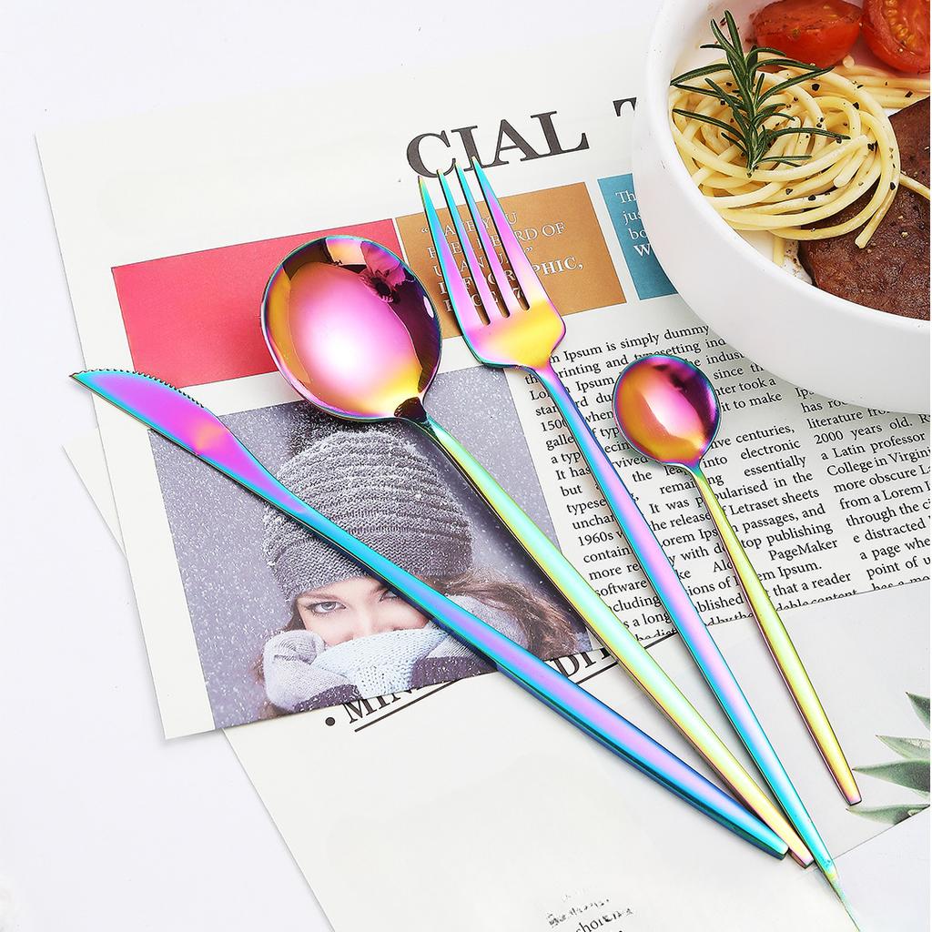 Stainless Steel Western Tableware 24 Pieces Suit Gift Package with Window-Type Holes Knife, Fork and Spoon Tableware Suit