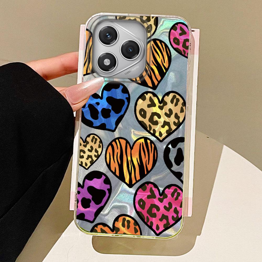 

Чехол для телефона с леопардовым принтом и сердечком, с текстурой воды, для Honor 400 200 Smart Pro Magic7 6 5 Lite X9a X9c X8b X8a X8c X7c, задняя крышка Honor Magic5 Lite белый