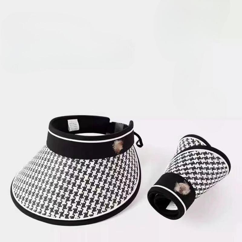 New Summer Thousand Bird Grid Straw Empty Top Hat Women's Face Covering Big Brim Sun Protection Ultraviolet Sunshade New Sun Hat