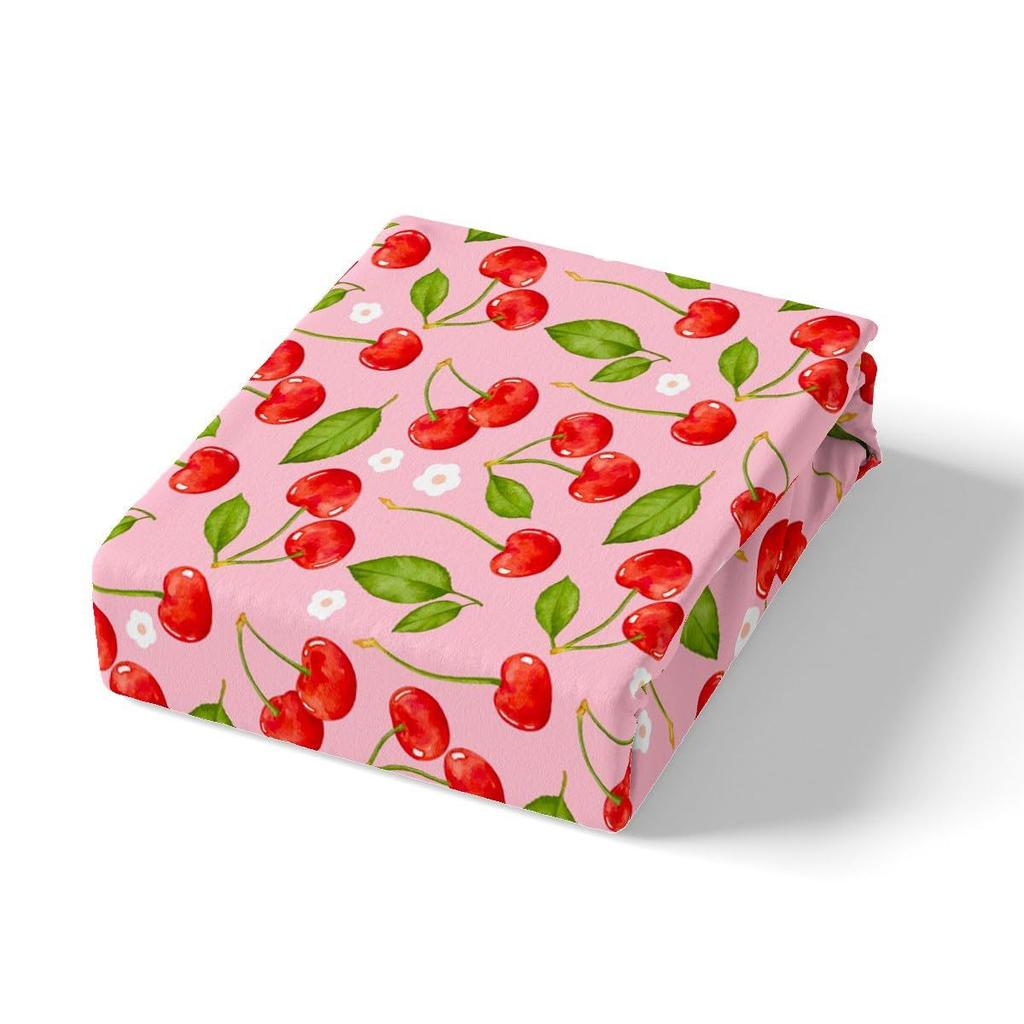 Red Cherry Printed Bedding Set Cartoon Tropical Fruit Duvet Set Three-Piece Set