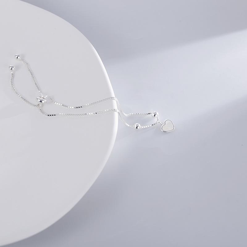 S925 Silver Shell Love Bestie Bracelet Niche Design Forest Style Sweet and Exquisite French Light Luxury Hand Jewelry