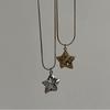 Trendy Rhinestone Star Pendant Necklace Gold Silver Color Non-fading Women Jewelry for Family Gathering Party Wear