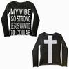 Long sleeved shirt with letter print on both sides in Europe and America