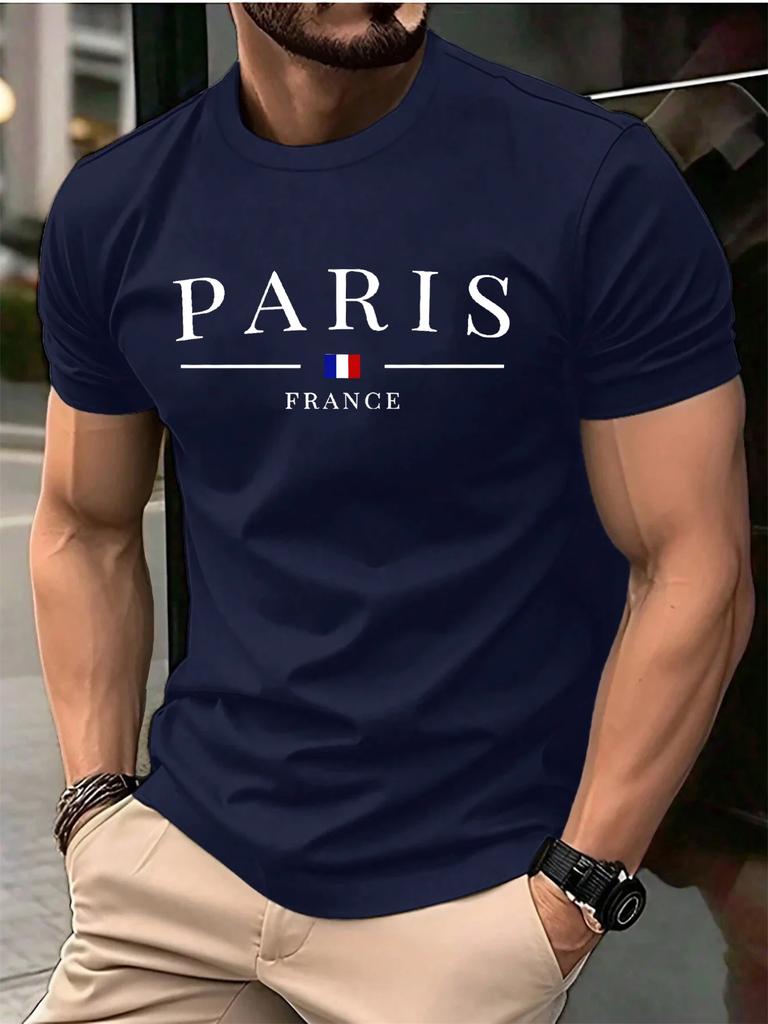 Le T-shirt pour homme pour l'été 2026 présente un motif imprimé de lettres 3D décontracté, tendance, confortable et respirant.