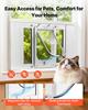 Cat Door for Window, Adjustable To Fit Window Width 584-711 Mm, 4 Secure Lock Modes, Aluminum Frame and High-Transparency Glass, Magnetic Closure,