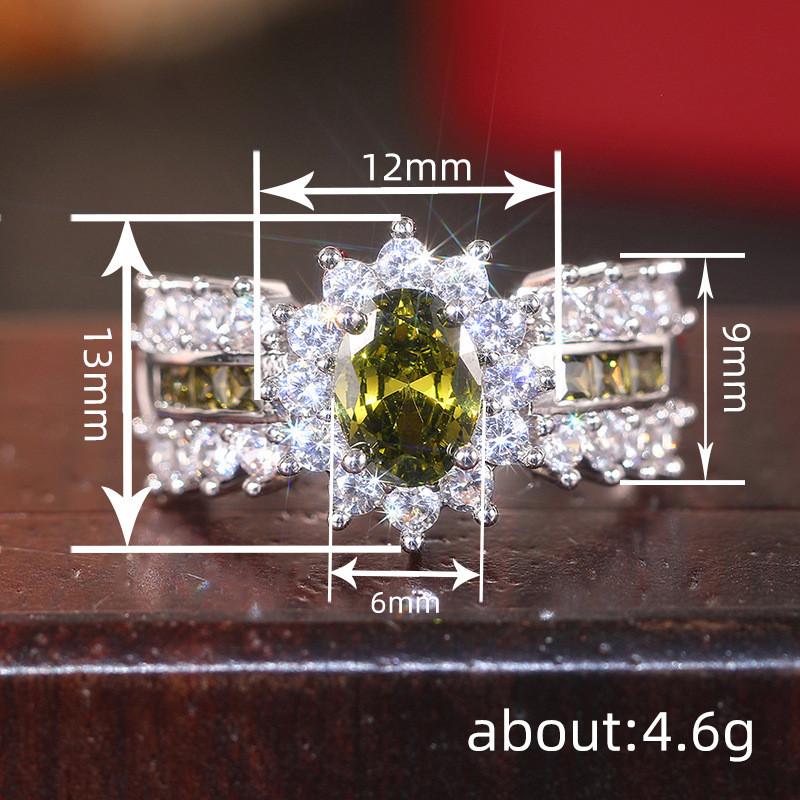 925 Sterling Silver Zircon Oval Ring Sparkling Bridal Engagement Ring for Women Luxury Jewelry Gift