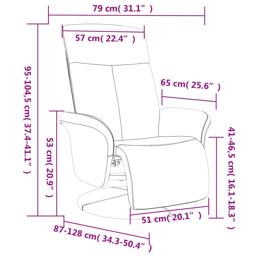 Relax Armchair with Footrest Brown Fabric