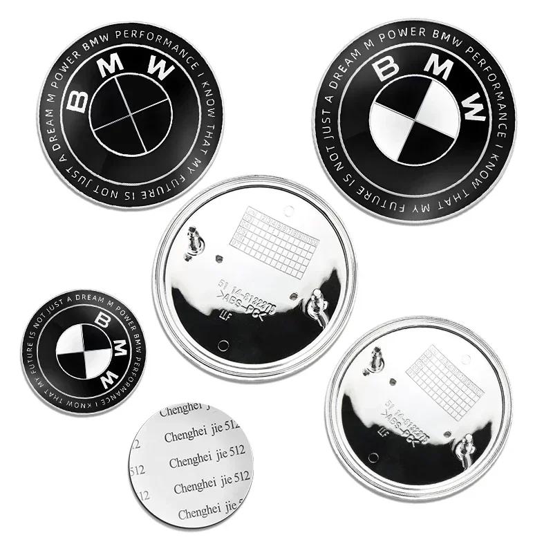 1 Stück Alles Schwarz 45mm 74mm 82mm Heckklappen-Embleme Frontklappen-Kofferraum-Emblem Lenkrad für BMW M E46 E53 E90 E84 E93 F20 X3 X5 X6
