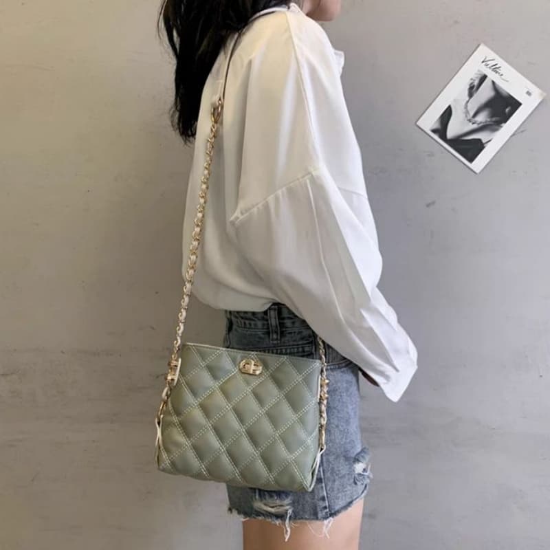 Women's Rhombus Braided Small Messenger Bag