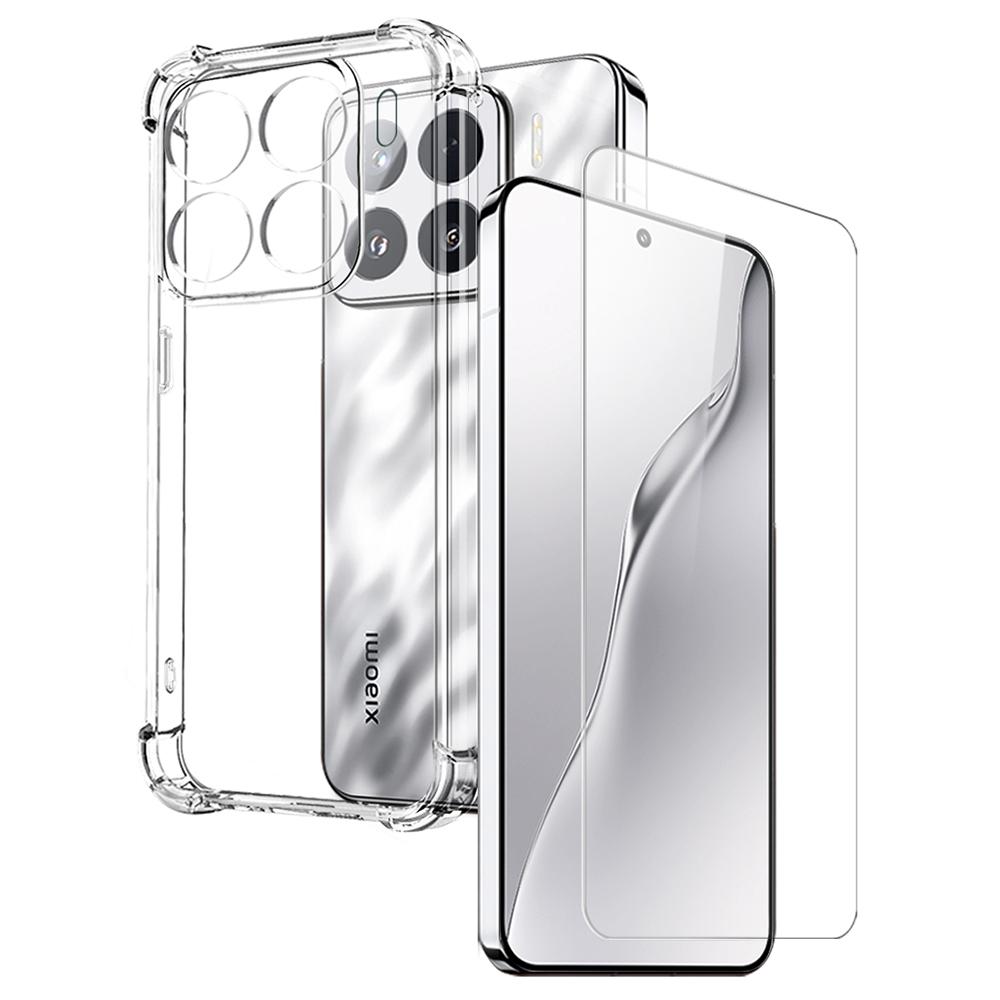 

NORTHJO For Xiaomi 15 Case Shockproof TPU Clear Phone Cover with Tempered Glass Support Fingerprint Unlock As Shown A