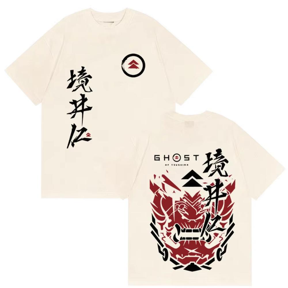 2026 Hra Duch Yotei Tričko Japonský Jin Sakai Samuraj Krátký Rukáv Pánské Retro Oversized Bavlněné Trička s Krátkým Rukávem