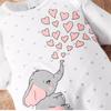Foreign Trade Ins Newborn Infant Girl Baby Spring and Autumn Style Long-Sleeve Romper with Elephant Print and Open Crotch, Includes Hair Accessory