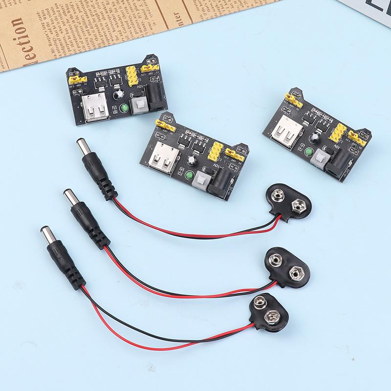 Mb102 Moduł Zasilania do Płytki Stykowej Bezlutowej 3,3V 5V Z Klipsem Baterii 9V Kabel Zasilający Wtyk DC 2,1x5,5mm