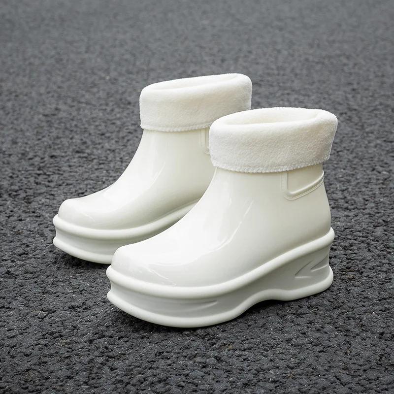 Fashion Women's Height-increasing Rain Boots Fashionable Outer Overshoes Women Thick-soled Non-slip Soft-soled Wear-resistant Rain Boots