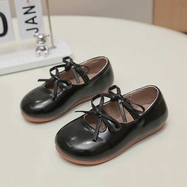 Girls' leather shoes 2025 spring and autumn new bow princess shoes little girl dance performance single shoes soft-soled Doudou shoes