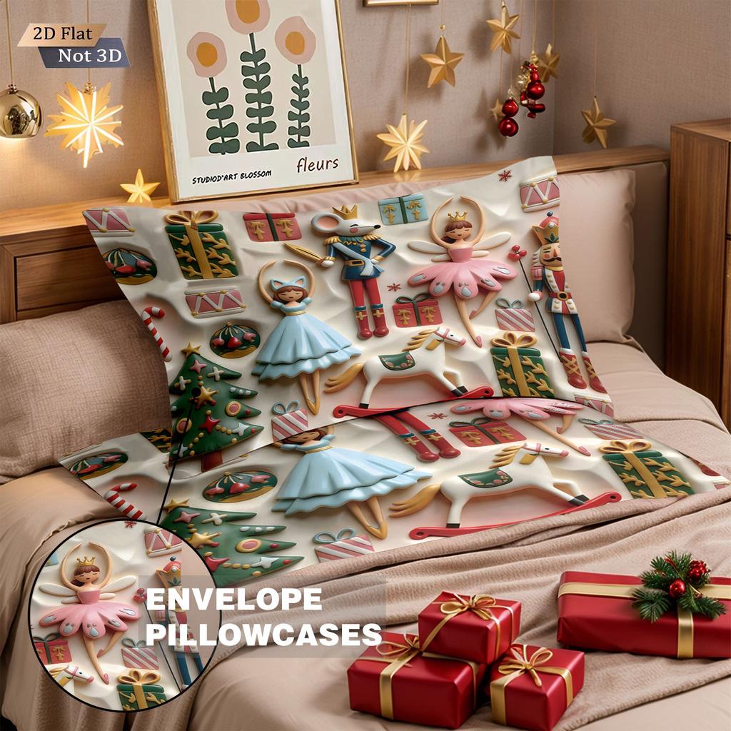 Bed Three-Piece Christmas Element Quilt Cover Pillowcase Digital Printing Kit