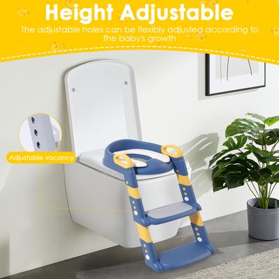 Siège d'apprentissage de la propreté avec échelle Confortable Hauteur réglable 2 en 1 Potty Training Toilette Avec Tapis Antidérapant pour Enfants Garçons Filles