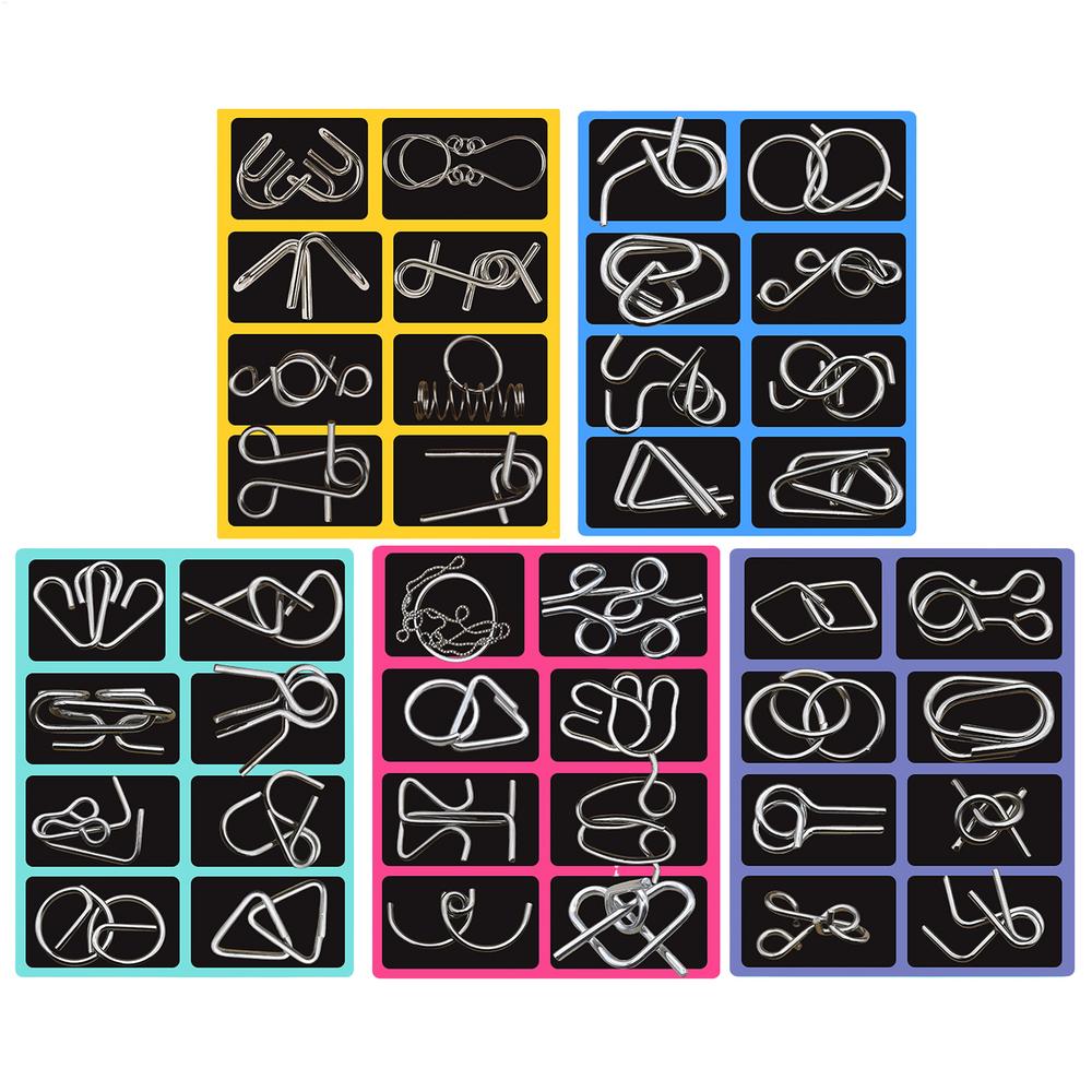 

40pcs Metal Chinese Ring Puzzle Intelligent Brain Teaser Logic Game for Children Adult Family Entertainment Educational Toy gift