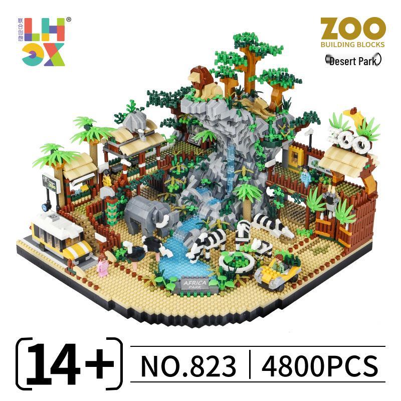 Desert Zoo Lion Model Building Blocks Educational Toy for Kids