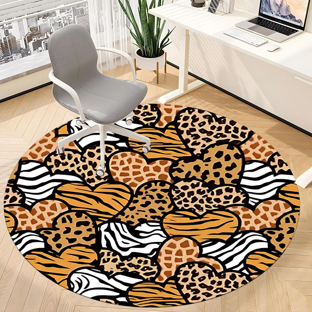 1pc Animal Prints Office Round Rug, Carpet for Office, Gaming, Lightweight Round Floor Mat yy260205005