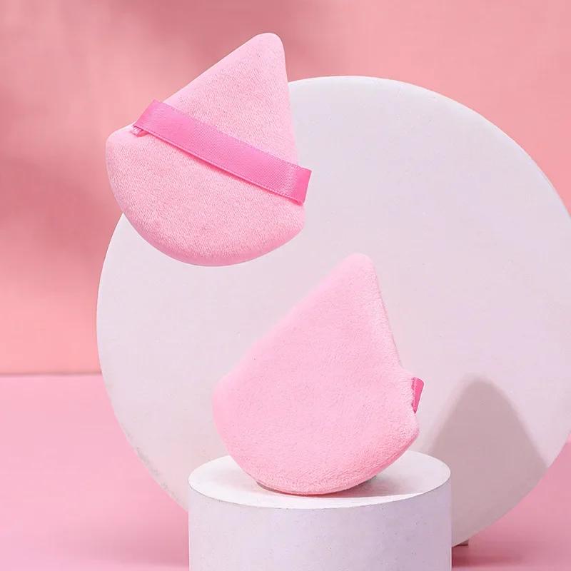 2/6 stücke Dreieck Puderquaste Mini Gesicht Make-Up Schwamm Kosmetik Weiche Baumwolle Gesicht Puderquaste Waschbar Samt Make-Up Puff Werkzeuge