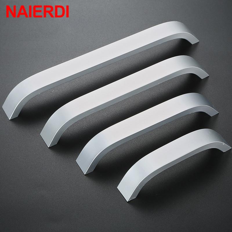 NAIERDI Kitchen Cabinet Knobs Handles Black Furniture Handle for Cabinet Drawer Pulls Aluminum Alloy Handle 96/128/160/192mm