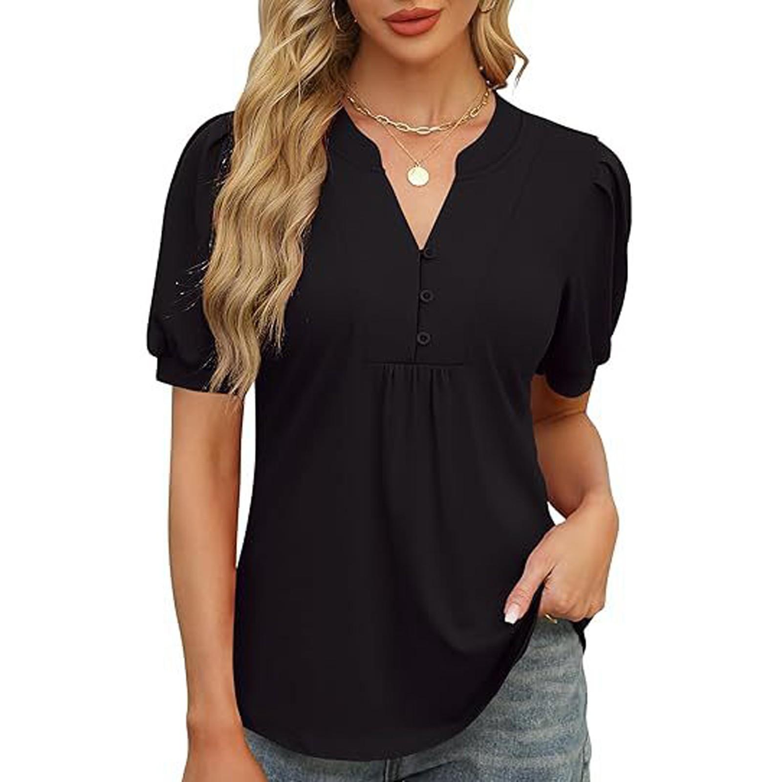 

Женские рубашки с коротким рукавом и оборками, повседневные наряды, модная футболка, топ S хаки