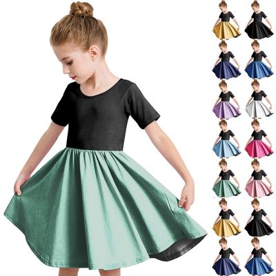 Girl Summer Dress  Toddler Skater Dress Solid Color Short Sleeve Casual A-Line T-Shirt Dress