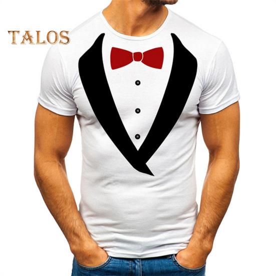 Herren T-Shirt mit gefälschtem zweiteiligem Anzugmuster, Pullover, Oberteile, Rundhalsausschnitt, kurzärmeliges T-Shirt, atmungsaktiv, für den Alltag