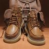 Mode Hohe Qualität Wanderschuhe Rutschfest Herren Basic Stiefel Echtes Leder Knöchel Schuhe Freizeitspaziergang Sneaker Herren Motorradstiefel