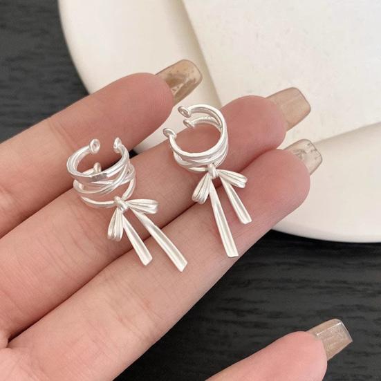 Bow Ear Cuff Earrings for Women Bowknot Ribbon Drop Ear Cartilage Clips Dangle Ear Cuffs Jewelry for Girls
