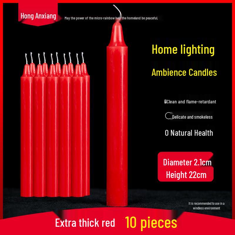 Smokeless Odorless Mini Emergency Candles for Outdoor Power Outages and Festive Use - Red and White