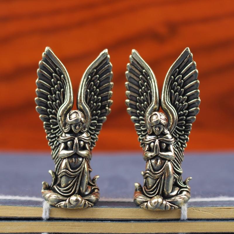 1pc Goddess Angel Figure Home Decor Guardian Angel Statue Decoration Retro Home Decor Desktop Tea Pet Craftwork Bronze Ornament