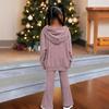 Mädchen Warmer und Bequemer Elastischer Hoodie & Schlaghosen 2-teiliger Anzug Kinder Freizeitanzug