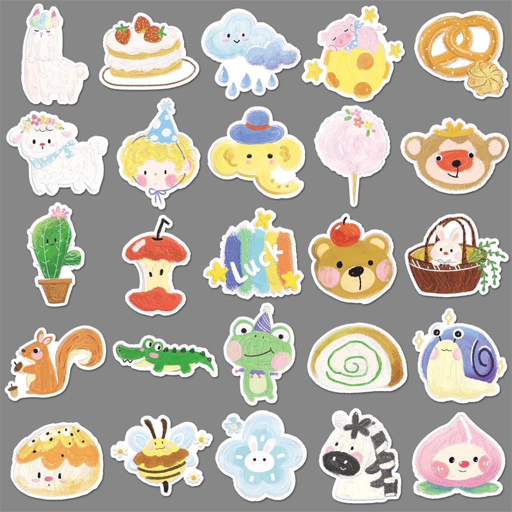 50PCS Cartoon-Style Waterproof Stickers: Cute Graffiti for Journals