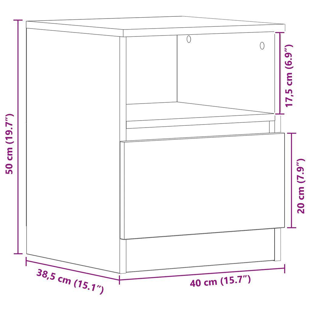 vidaXL Nachttisch in Schwarz aus Eiche, 40x40x50 cm, Holzwerkstoff