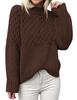 Cross Europe 2026 Women's High Neck Cable Knit Long Sleeve Pullover - Autumn/Winter Style
