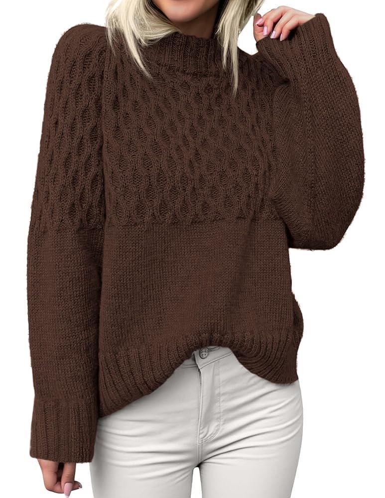 Cross Europe 2026 Women's High Neck Cable Knit Long Sleeve Pullover - Autumn/Winter Style